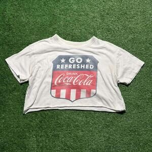 Vintage Coca Cola Go Refreshed Crop T Shirt 90s style Faded Graphic Logo Small